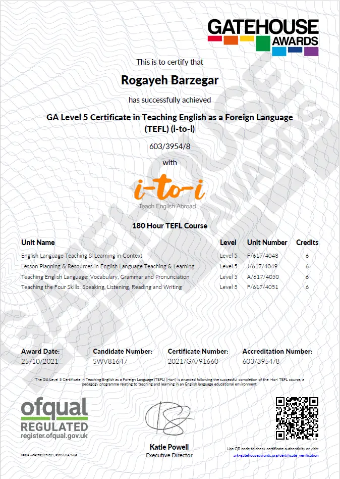 TEFL certificate