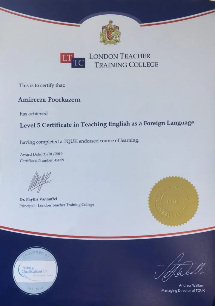 TEFL certificate