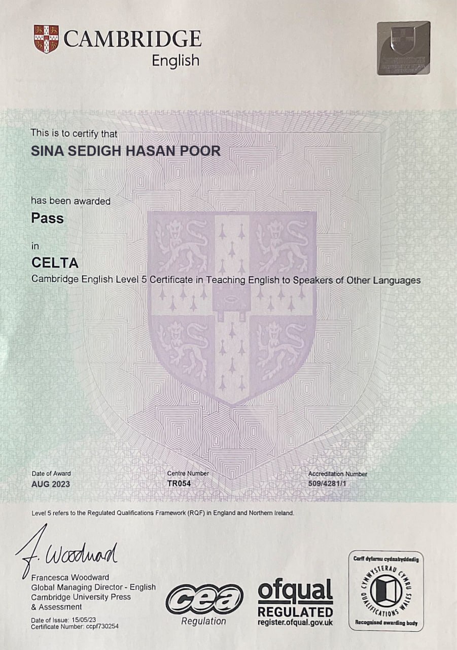 CELTA certificate