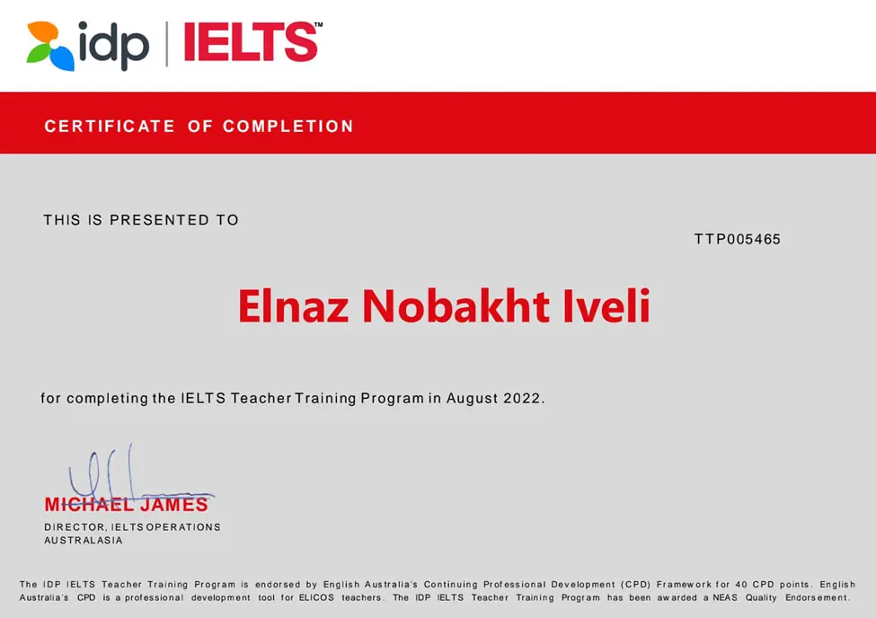 IELTS tranining certificate